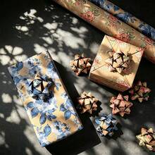 1 Roll Vintage Yellow Kraft Paper Floral Gift Wrapping Paper, Large Size Roll, Suitable For Weddings, Bachelor Parties, Spring/Summer Tea Parties, New Year, Christmas Gift Wrapping Materials (Rope Not Included) - Multicolor - View 12
