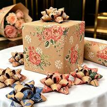 1 Roll Vintage Yellow Kraft Paper Floral Gift Wrapping Paper, Large Size Roll, Suitable For Weddings, Bachelor Parties, Spring/Summer Tea Parties, New Year, Christmas Gift Wrapping Materials (Rope Not Included) - Multicolor - View 13
