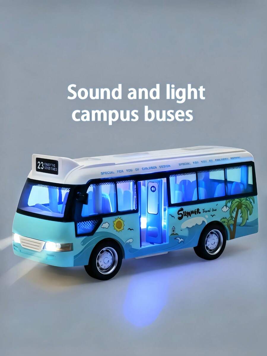 Bus Shape With Sound And Light Abs School Bus Model For Educational Play Realistic Simulation Easy To Toy Cars,Kids Toys,Cars,Toys For Boy,Toy Bus,Bus - Multicolor - View 1