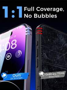 2片裝強化玻璃螢幕保護貼，含安裝工具與自動對位工具，適用於 iPhone 17 Pro Max/17 Pro/17 Air/17/16 Pro Max/16 Pro/16 Plus/16E/16/15 Pro Max/14 Pro Max/13 Mini/12/11 系列，全螢幕覆蓋，防摔防刮，9H 硬度強化玻璃螢幕保護貼 | 送給家人、朋友與手機攝影愛好者的理想禮物 - 無色 - 查看 6