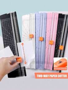 Portable A3/A4 Paper Cutter, Simple & Precise Paper Trimmer, Plastic Dual-Direction Paper Cutter With Automatic Blade Protection, Suitable For School, Home And Office, Photo, Card, Scrapbook Cutting - Multicolor - View 4