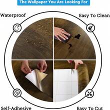 1 Roll Dark Walnut Wood Grain Self-Adhesive Wallpaper, Waterproof Removable Contact Paper For Tabletop, Door, Cabinet, Wall, Countertop, Furniture Renovation And Decoration - New Brown Wood Grain - View 8