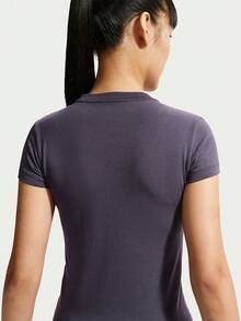 Nike Women's AS W NSW NK CHLL KNT MD CRP Short Sleeve T-Shirt Knit Collarless Short TFV5509-014 - Purple - View 2