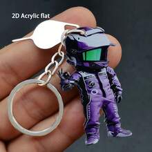 2D Flat Motorcycle Boy Keychain With Phone SIM Card Ejector, Universal Decorative Pendant For Car Keys And Backpacks, Street Style Acrylic, All Seasons - Image Color - View 7