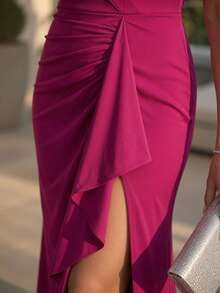 Long Emerald Dress, Blue, Green, Red, Marsala, Rose, Olive + Colors - 紫紅色 - 查看 8