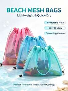 Bolsa de playa para exteriores, utilizada para almacenar juguetes de playa, bolsa de malla de gran capacidad, adecuada para jugar en la arena - Multicolor - Ver 2