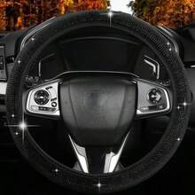 1件裝新款全水鑽汽車方向盤套，四季通用防滑水鑽鑲嵌握把，通用汽車內飾配件 - 彩色 - 查看 12