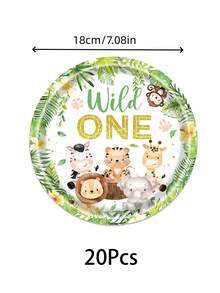 夏威夷叢林動物主題餐具，盤子、紙杯、餐巾紙和橫幅，非常適合生日派對、家庭聚會、節日裝飾和禮物。 - 彩色 - 查看 11