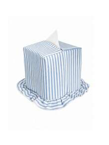 1PC Striped Ruffle Fabric Tissue Box Cover, Washable And Reusable Tissue Holder, Frilly Trim Napkin Dispenser Bag, Dustproof Storage For Bedroom Bathroom Car Desk And Cottagecore Home Decor - Multicolor - View 10