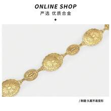 1件女款金屬雕花波希米亞西式幾何復古腰鍊，休閒百搭時尚金色 - D - 查看 3