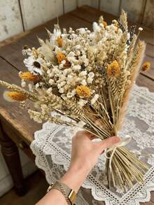 1 Ramo de Flores Artificiales Mixtas con Gipsofilia, Eucalipto, Lavanda, Tallos Rellenos para Jarrón, para Decoración de Bodas, Centro de Mesa, Decoración del Hogar, Manualidades Florales DIY, Arreglo de Jarrón para Mesa de Comedor, Flores de Boda, Ramo de Novia, Flores para Fiestas - Amarillo - Ver 3
