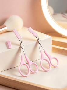 1/3/5pcs Premium Cute Pink Beauty Style , Polished Solid Stainless Steel , Built-In Attached Comb Integrated Design , Eyebrow Trimming Grooming Scissors , For Women Makeup Beginners , Travel Daily Eye Makeup Gift Tool - Eyebrow Trimmer - View 5