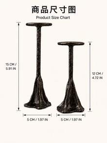 1pc/2pcs Antique Bronze Hammer-Textured Candlestick, Retro Style High And Low Combination Slender Column Design, Suitable For Living Room, Dining Table, Bedroom And Entrance Decoration, Also Suitable For Wedding Party Or Festival Celebration Scene. - Bronze Hill - View 7