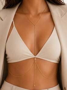 1pc Summer Beach Vacation Sexy Chest Chain, European And American Fashion Bikini Crystal Body Chain - Rhinestones - View 15