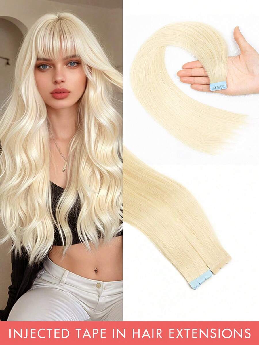 Invisible Hair Extensions Double-Sided Seamless Tape-In Extensions 12-24 Inches With Mini Tape