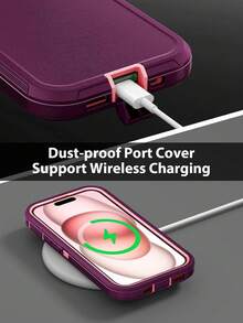 Strong & Durable 3-In-1 Protective Case Compatible With IPhone, Galaxy, HONOR And Other Phones - Wine Pink - View 8
