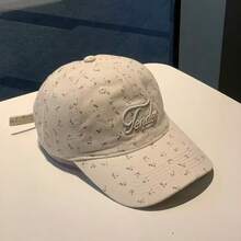 1pc New Soft Top Sun Protection Student Baseball Cap, Face-Slimming Korean Brand Embroidered Letter & Floral Baseball Cap, Versatile For Women - Multicolor - View 9