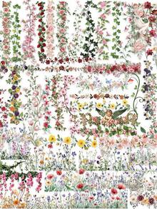 60PCS Flower Lace PET Sticker Colorful Rose & Morning Glory Vine Art Decorations For Scrapbooking Phone Cases - 60pcs - View 13