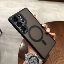 غطاء هاتف مغناطيسي مطفي متوافق مع Galaxy A57 A37 A17 A56 A26 A36 A16 S26 Ultra S25 FE S23 S24 Plus حماية العدسة غطاء واقي - الأسود - مشاهدة 8