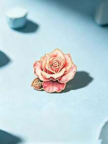 1 pieza Broche de metal con rosa vintage, que representa el amor romántico y suave, color degradado tie-dye, de alta gama y elegante, regalo perfecto para la novia y la mejor amiga en días festivos, combina con abrigos y cardigans para lucir elegante - Multicolor - Ver 3