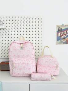 3-Piece Back To School Backpack Set - Bow Pattern Large Capacity Backpack + Lunch Bag + Pencil Case Multi-Pack, With Laptop Compartment, Durable Nylon Backpack, With Adjustable Shoulder Straps And Spacious Multi-Pockets - Lightweight Portable Zipper Bag, Suitable For Students/Teenagers/Graduates, Perfect For Outdoor/Travel/Middle School/High School/College, Essential College Backpack - 2319 - View 16