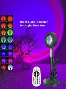 1pc RGB Sunset Projection Light/Monochrome Sunset Light, 5V USB Input, 16 RGB Colors, With Remote Control, Suitable For Holiday/Party/Night Light Decor/Photography/Home Decor/Wall Decor/Projection Lighting - Multicolor - View 13