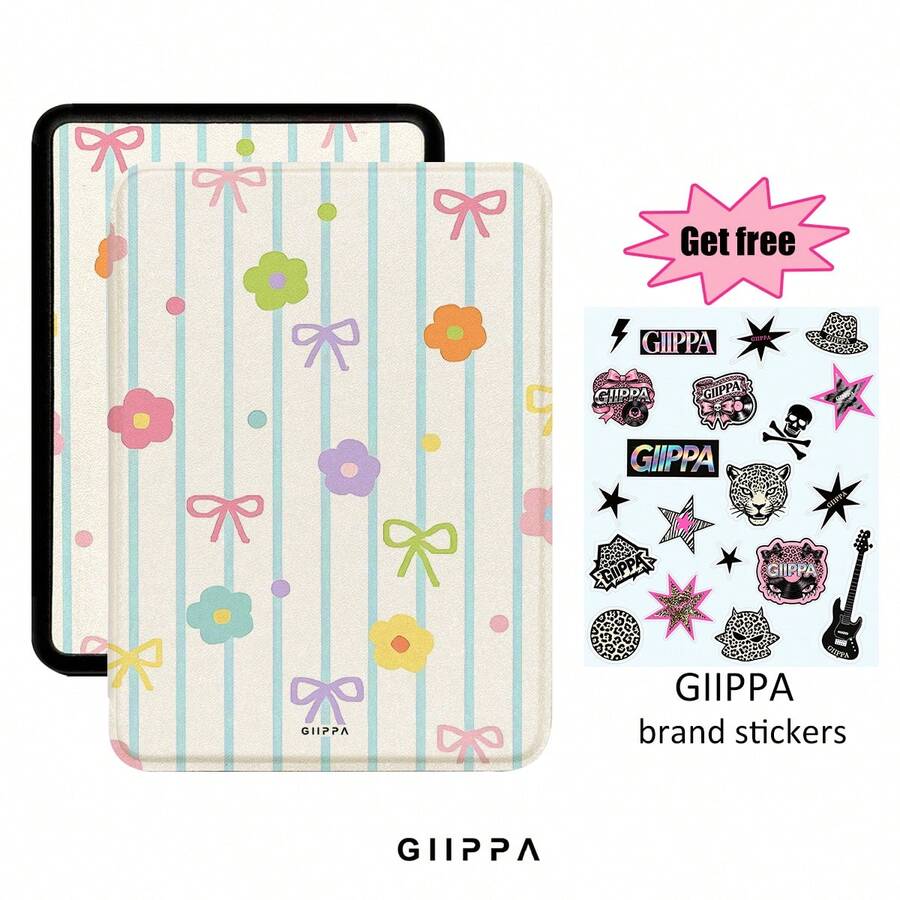 GIIPPA Kindle 電子閱讀器保護殼,書本式手持設計,蝴蝶結圖案,相容 Kindle Paperwhite 5th/6th/7th、Paperwhite 10th/11th/12th、Kindle (Colorsoft)/10th/11th/12th 及其他熱門型號,Kindle 保護殼/Kindle 配件 - 多色1 - 查看 1
