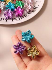 10/30/50/100 Stücke europäischer und amerikanischer minimalistischer Stil bunte galvanisierte Plumeria Haarspangen, Damen Vintage Luxus minimalistische Hinterkopf-Halb-Hochsteckfrisur Mini-Haarspangen, tägliche lässige Haaraccessoires - Verschiedenfarbig - Übersicht 6