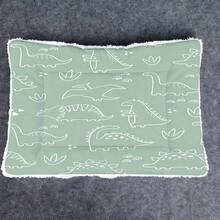 1件装柔软宠物床垫，卡通恐龙图案，可水洗，适用于小型/中型/大型犬，双面可用，四季皆宜，亦可作猫床垫。 - 彩色 - 查看 1