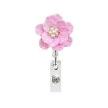 1pc 3D Pearl Crystal Flower Core Retractable Rotating Badge Reel With Crocodile Clip, ID Card Holder Gift - Multicolor - View 10