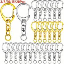 3/5/10/15/20 Pezzi Connettori per Portachiavi in Metallo a Forma di C Argento con Anello a D e Moschettone – Connettori per Gioielli in Lega di Zinco, Anelli per Catene, Strumenti di Collegamento - portachiavi - Visualizzare 2