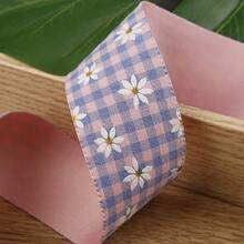 Two-Tone Plaid Printed Ribbon DIY Bow Hair Accessory Clothing Straw Hat Shoe Flower Gift Box Floral Packaging Daisy Woven Tape - Multicolor - View 20