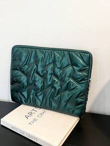Bolsa de almacenamiento para portátil y tableta de unicolor con diseño floral minimalista de lujo, multi-tamaño, funda para computadora - Verde Oscuro - Ver 6