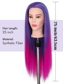 Cabeça de Manequim com Cabelo Cabeça de Treinamento Cabeça Falsa de Prática Cabeça de Boneca de Manequim para Cabeleireiro Trançar Cortar Cosmetologia Cabeça de Manequim para Penteado - Visão 3
