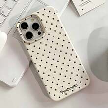 1pc Full Screen Polka Dot Personalized Lychee Texture Matte White Full Coverage Anti-Fall TPU Fashion Phone Case Suitable For IPhone 16 15 14 13 12 11 17 Pro Max A55/54/53/52/51 S25/24/23/22/21 Series Unisex - Multicolor - View 2