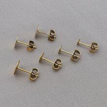 5pcs/Lot Gold Stainless Steel Earring Studs Blank Post Base Pins With Earring Plug Findings Ear Back For DIY Jewelry Making Accessory - Gold - View 3