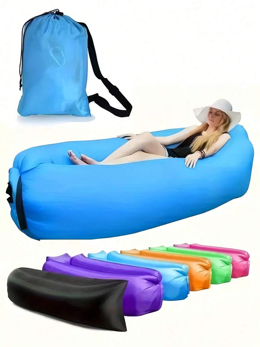 Sofa Lipat Tiup Luar Ruangan Portabel, Kursi Santai Tiup Tahan Air dan Anti Bocor, Kursi Pantai Ringan, Mudah Dibersihkan, Sofa Lipat/Kasur Udara yang Mengembang Sendiri untuk Berkemah, Perjalanan, Kolam Renang, dan Pesta Pantai, Perlengkapan Berkemah