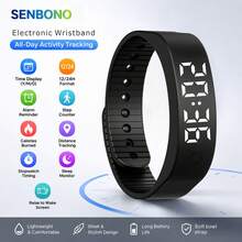 SENBONO Neutral Silicone Smart Bracelet, 12-Hour Format, Hour/Minute/Second/Date/Month/Day Of Week Display, Alarm And Hour Ring, Pedometer, Calorie Calculator, 60mAh, Long Battery Life, Suitable For Daily Use And Gift Occasions, Electronic Bracelet - View 11