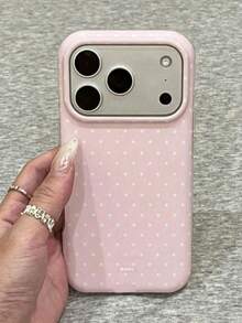Full Screen Polka Dot Candy Color Transparent Border Phone Protective Case Suitable For Phone 17 Pro Max, 17 Pro, 14, 12, 13, 15, 16 Pro Max, 16, 14, 15, 13, 12 Pro, 14, 15, 16 Plus, 11, 16, 17, 13, 15 Minimalist Design Fresh Style Shockproof Cushion Back Cover Soft Shell - Pink - View 1