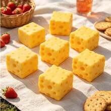 Cheese Shaped Squishy Stress Relief Toy, Square Slow Rebound Squeezable Pressure Release Toy, Portable Pocket Stress Relief Accessory, Popular Sweet Gift Choice For Christmas And Holiday Celebrations - Multicolor - View 7