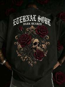 Camiseta Estampada de Manga Corta para Hombre y Mujer, Ropa Ligera de Verano, Cómoda para Hogar, Ejercicio y Salidas al Aire Libre - Negro - Ver 1