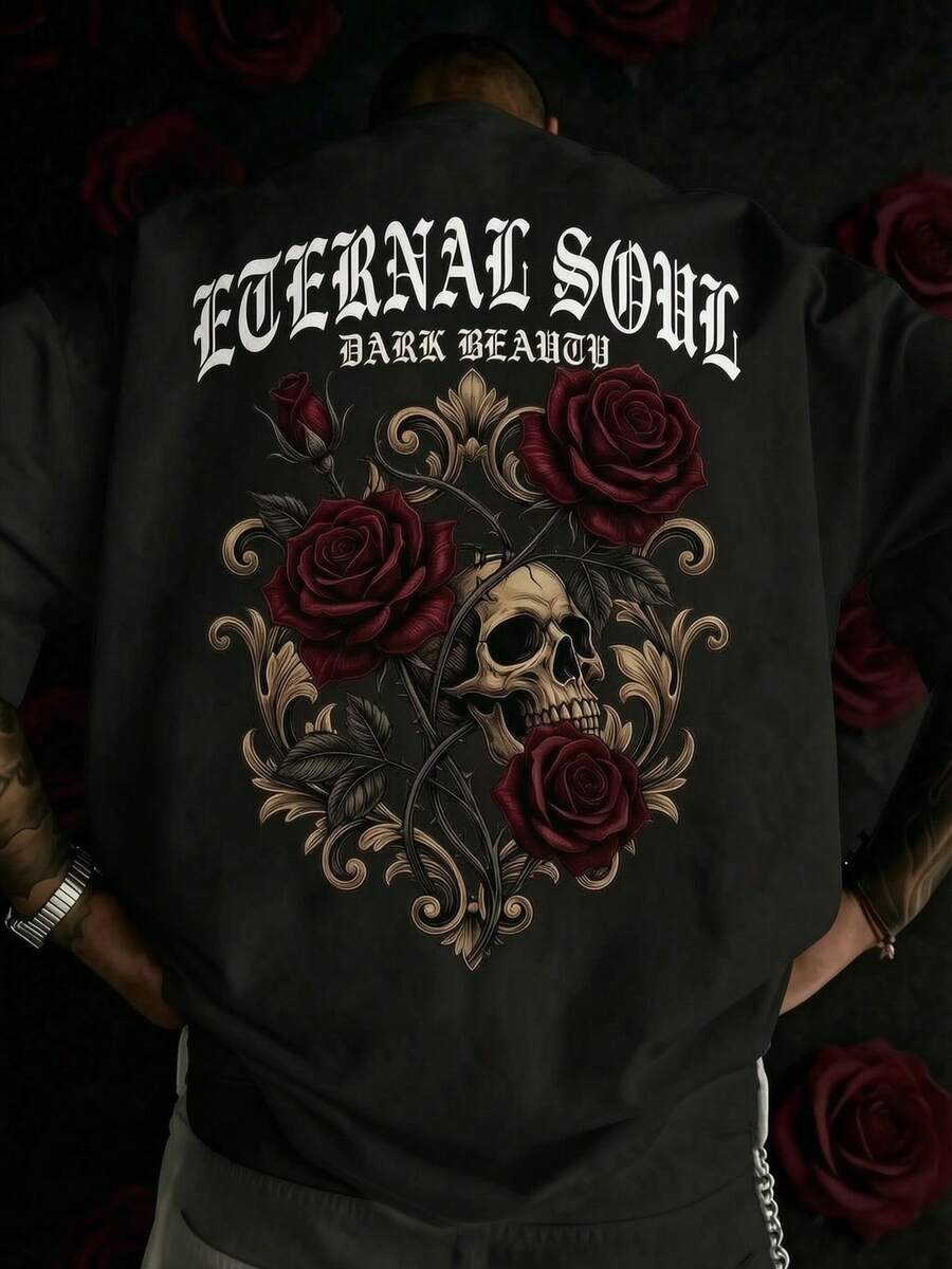 Camiseta Estampada de Manga Corta para Hombre y Mujer, Ropa Ligera de Verano, Cómoda para Hogar, Ejercicio y Salidas al Aire Libre - Negro - Ver 1