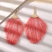 Boho Tassel Rattan Woven Earrings, White Black Pink Fringe Drop Dangle Earrings, Circle Teardrop Square Wicker Statement Jewelry For Women Beach Party - Multicolor - View 10