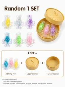 Juguete antiestrés de gelatina transparente y brillante con forma de cangrejo/langosta, estilo marisco, con estuche de vaporera tejida a juego, adorno de mesa con temática marina caprichosa, regalo atento para fiestas y vuelta al cole para coleccionistas de juguetes squishy. - Multicolor - Ver 11