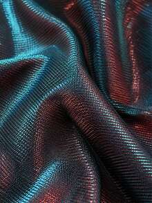 1pc Blue Red Color-Changing Iridescent Metallic Fabric, Soft Elastic Shiny Lurex Material, Glossy Color-Shifting Fabric, Suitable For Handmade Formal Evening Gowns, Ball Gowns, Dance Performance Costumes And Craft Clothing Projects - Multicolor - View 6