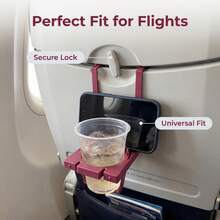1pc Foldable 2-In-1 Travel Accessory For Plane Seats, Combines Cup Storage And Phone Support. Easy To Attach On Standard Airline Trays, Holds Phones, Soda Cans And Various Cups Steadily. - Multicolor - View 3