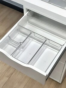 13件/11件/8件/6件/2件/1件組 透明塑膠抽屜收納盒，抽屜桌面化妝品收納盒，透明梳妝台收納盒，精緻收納盒，辦公桌抽屜分隔收納盒與收納盒 - 無色 - 查看 5