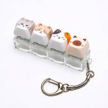1pc DIY Keyboard Keycap Keychain Accessory, Creative Keycap Pendant Charm, Cute Cat Portable Decorative Key Ring, Suitable For Backpack And Handbag Decoration - Multicolor - View 7