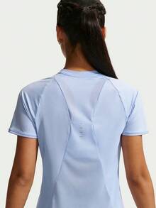 Nike Women's AS W NK SWIFT DF SS TOP Short Sleeve Knit Collarless T-Shirt THM9699-468 - Blue - View 4
