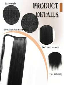 18-34 Inch Long Wrap-Around Synthetic Hair Extension Ponytail, Clip-In Ponytail Hair Extensions For Women (Straight) - Black Brown - View 8